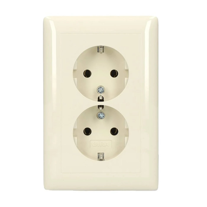 Gira Gira Wandcontactdoos met randaarde 2V inbouw voor Y-Doos Wit (creme) 078201