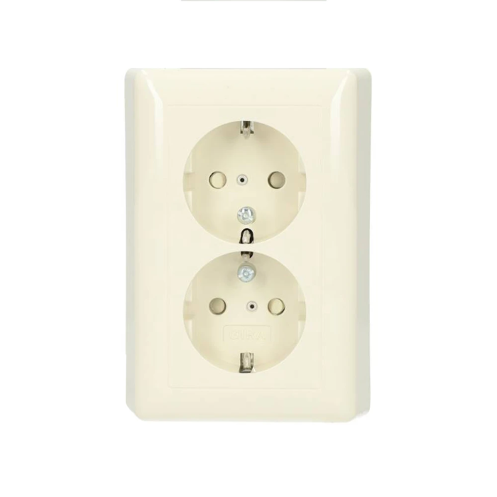 Gira Gira Wandcontactdoos met randaarde Kinderveilig 2V Wit (creme) 078301