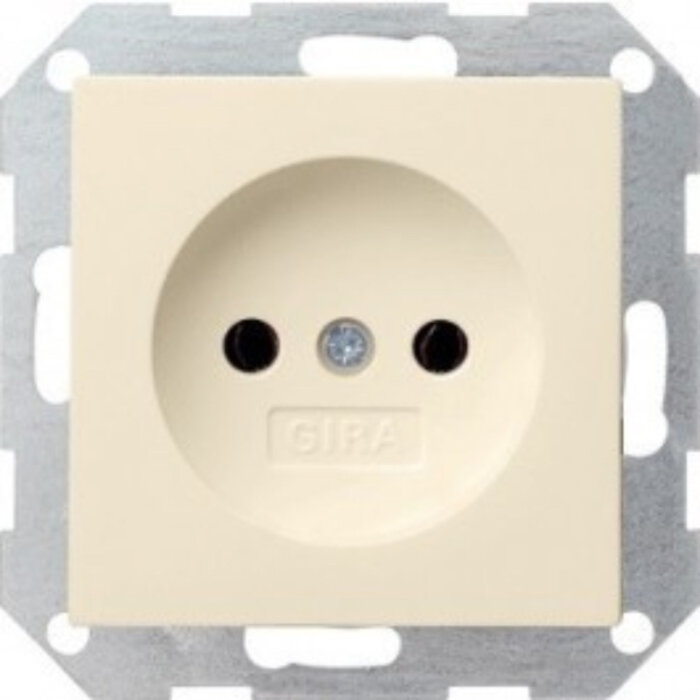 Gira Gira Wandcontactdoos ZONDER randaarde inbouw 1V wit (creme) 48001