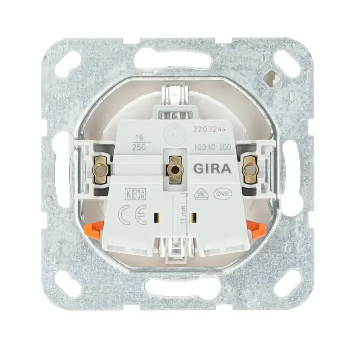 Gira Gira Wandcontactdoos met randaarde Kinderveilig 1V Zuiver wit (hagelwit) MAT 275527