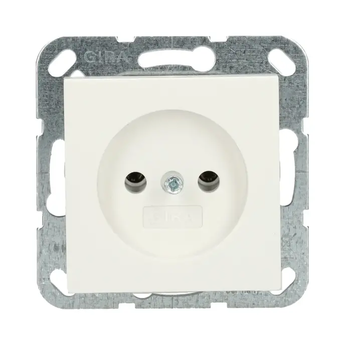 Gira Gira Wandcontactdoos ZONDER randaarde inbouw 1V Zuiver wit (hagelwit) MAT 048027
