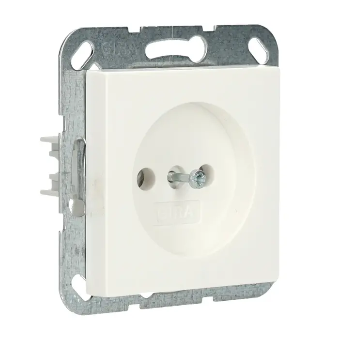 Gira Gira Wandcontactdoos ZONDER randaarde inbouw 1V Zuiver wit (hagelwit) MAT 048027