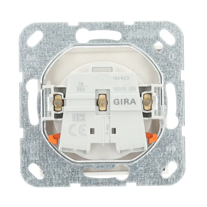 Gira Gira Wandcontactdoos ZONDER randaarde inbouw 1V Zuiver wit (hagelwit) MAT 048027