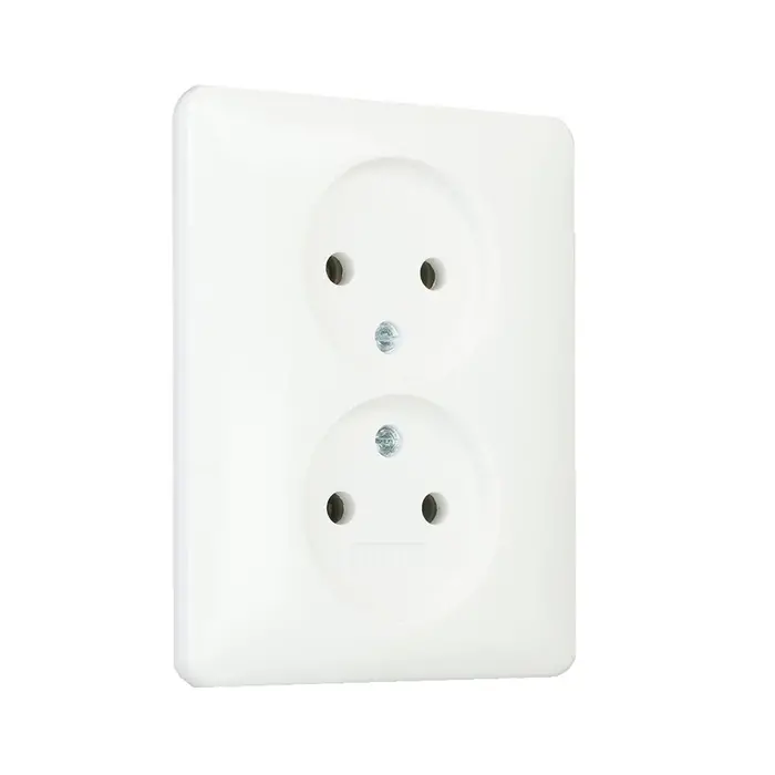 Gira Gira Wandcontactdoos ZONDER randaarde inbouw 2V Zuiver wit (hagelwit) MAT 079804