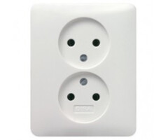 Gira Gira Wandcontactdoos ZONDER randaarde inbouw 2V Zuiver wit (hagelwit) MAT 079804