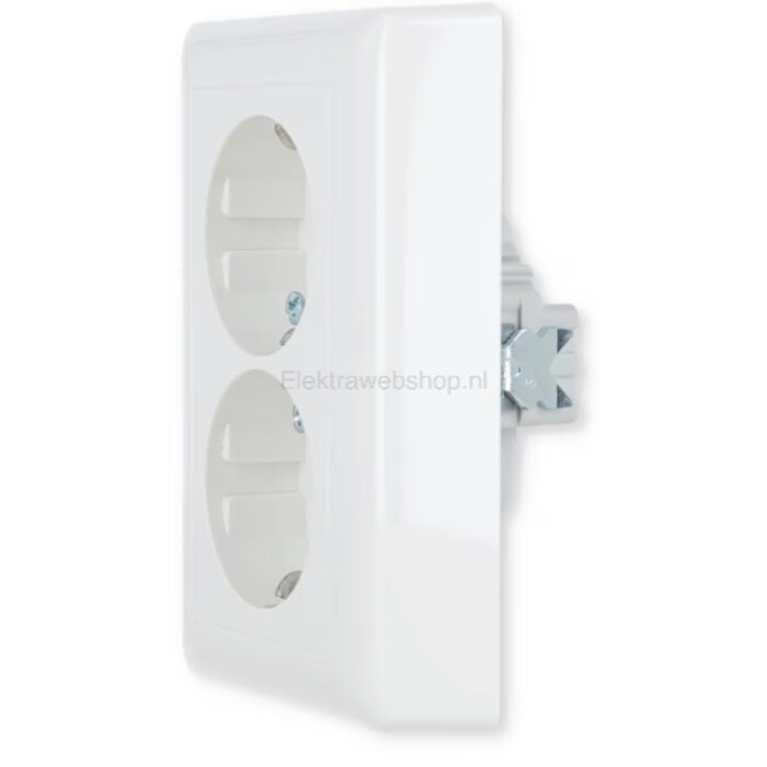Gira Gira Wandcontactdoos met randaarde Kinderveilig 2V Zuiver wit (hagelwit) 078303