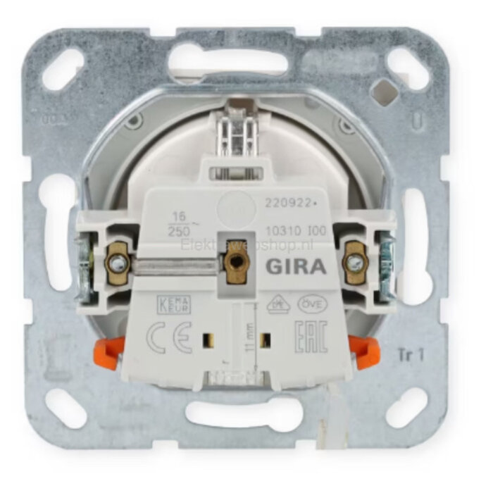 Gira Gira Wandcontactdoos met randaarde klapdeksel 1V Zuiver wit (hagelwit) 045403