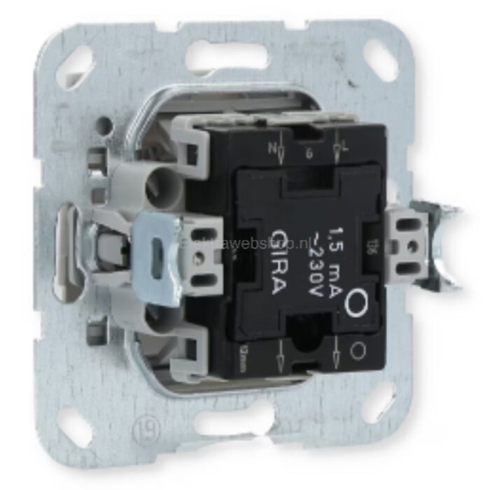 Gira Gira drukvlak-controleschakelaar wisselschakelaar / 1-polig systeem 55 Zuiver wit (hagelwit) MAT 013627