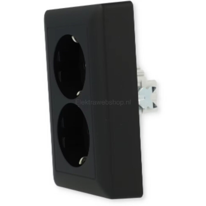 Gira Gira Wandcontactdoos met randaarde kinderveilig 2V Mat Zwart 0783005
