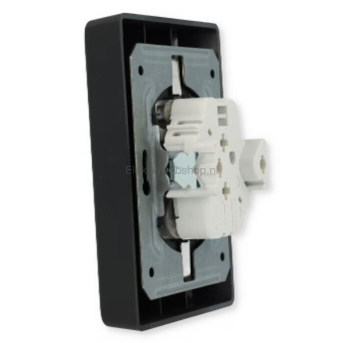 Gira Gira Wandcontactdoos met randaarde kinderveilig 2V Mat Zwart 0783005