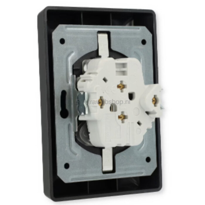 Gira Gira Wandcontactdoos met randaarde kinderveilig 2V Mat Zwart 0783005