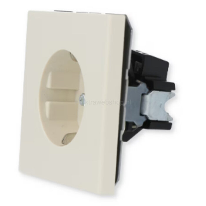 Jung Jung LS990 1V wandcontactdoos met randaarde creme LS1520N