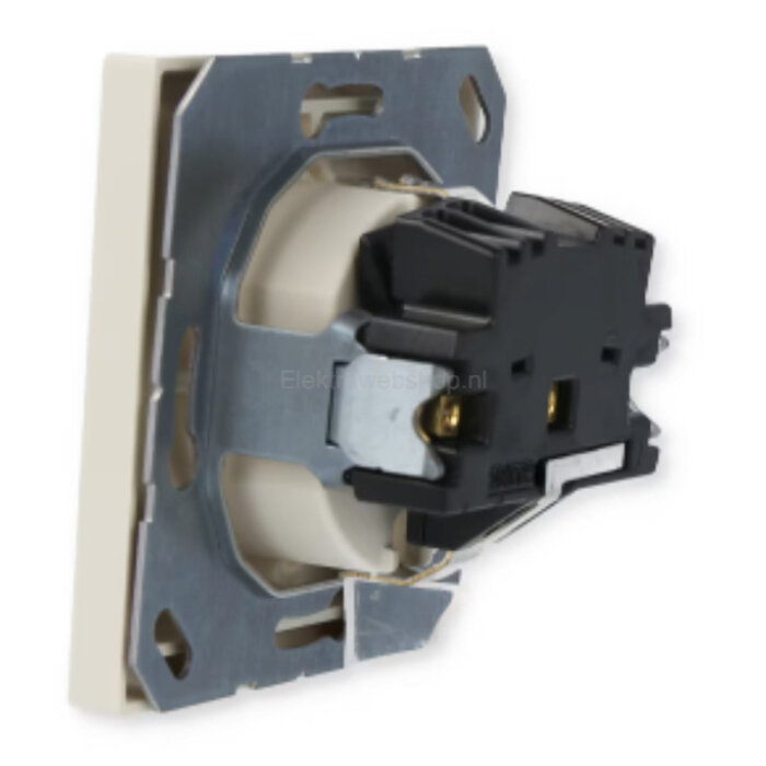 Jung Jung LS range wandcontactdoos inbouw met randaarde kindveilig 1-voudig crèmewit - LS1520NKI