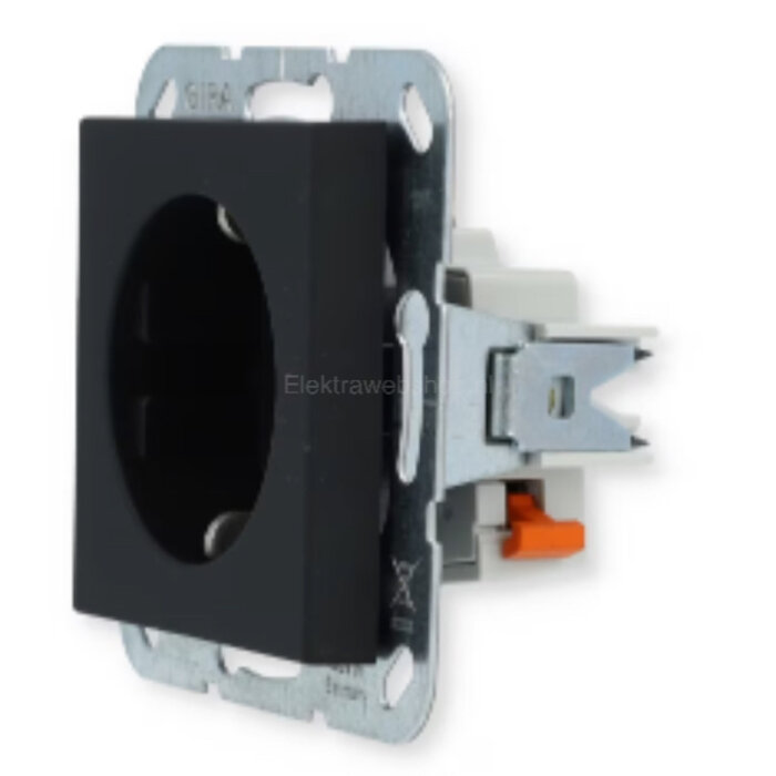 Gira Gira Wandcontactdoos met randaarde 1V Mat Zwart 0466005