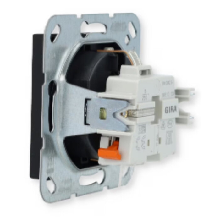 Gira Gira Wandcontactdoos met randaarde 1V Mat Zwart 0466005