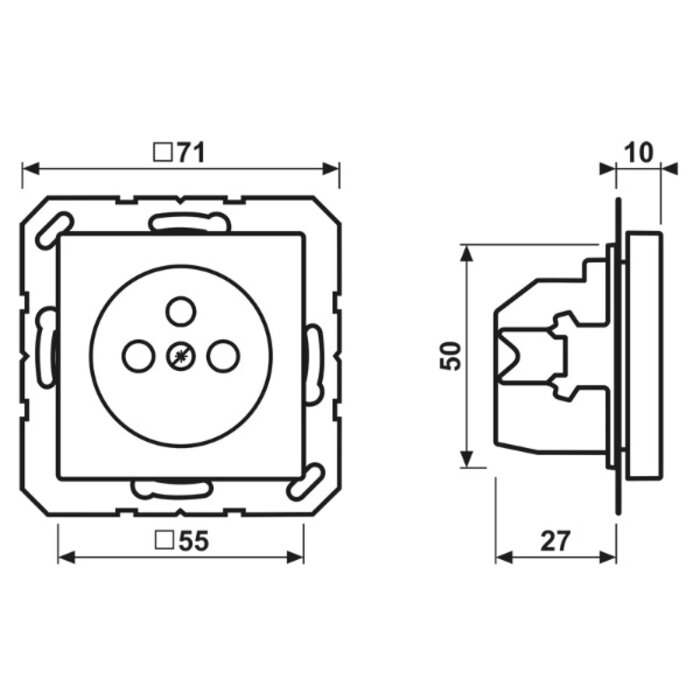 Jung Jung wandcontactdoos + penaarde  inbouw aphine wit ( hagelwit) - A1520FKIWW