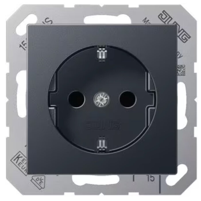 Jung Jung A500 wandcontactdoos met randaarde antraciet - A1520BFANM