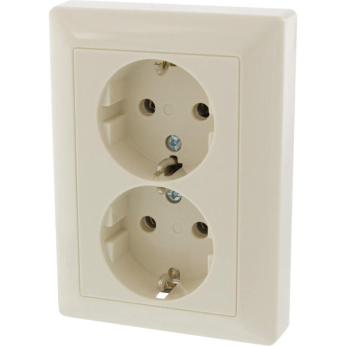 Jung Jung Wandcontactdoos + randaarde 2V wit (creme) AS5020NU
