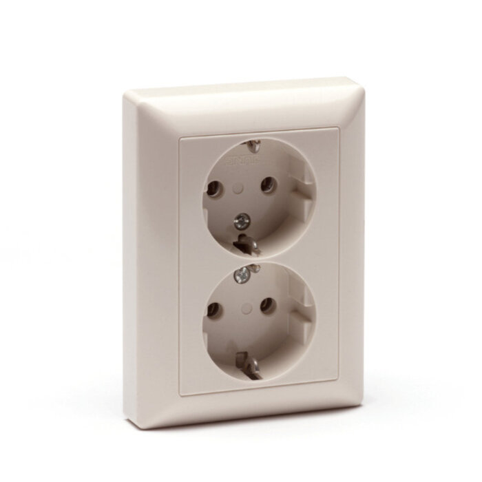 Jung Jung Wandcontactdoos + randaarde 2V wit (creme) AS5020NU