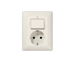 Jung Jung Wandcontactdoos + randaarde + wissel wit (creme) AS5576EU