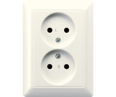 Jung Jung 2V wandcontactdoos zonder randaarde inbouw wit (creme)  - AS5010U