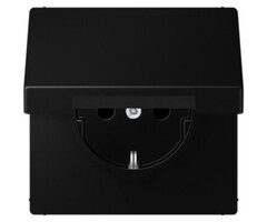 Jung Jung LS990 1V wandcontactdoos met randaarde en klepje grafietzwart mat LS1520NBFKLSWM