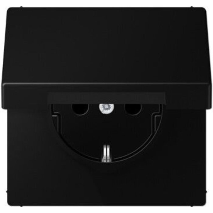 Jung Jung LS990 1V wandcontactdoos met randaarde en klepje grafietzwart mat LS1520NBFKLSWM