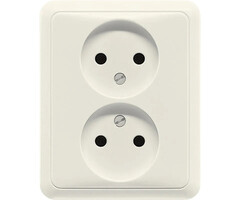 Jung Jung CD500 2-voudige wandcontactdoos zonder randaarde crèmewit - 5010U