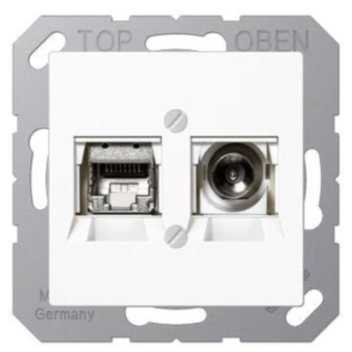 Jung Jung AS500 Smart-TV aansluitdoos voor cai & netwerk alpinwit - MMDA4521WW