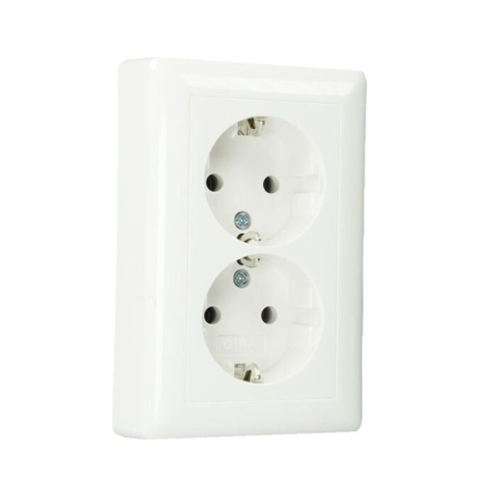 Gira Gira Wandcontactdoos met randaarde 2V Zuiver wit (hagelwit) 078803