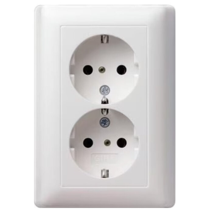 Gira Gira Wandcontactdoos met randaarde Kinderveilig 2V Zuiver wit (hagelwit) 078303