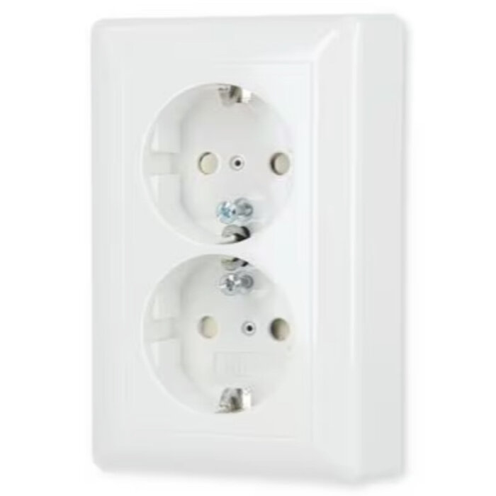 Gira Gira Wandcontactdoos met randaarde Kinderveilig 2V Zuiver wit (hagelwit) 078303