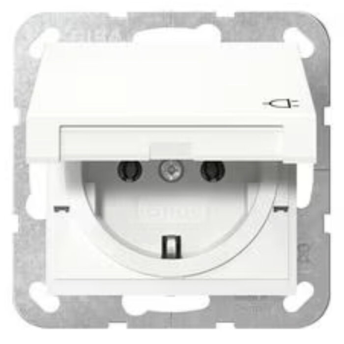 Gira Gira Wandcontactdoos met randaarde klapdeksel 1V Zuiver wit (hagelwit) 045403