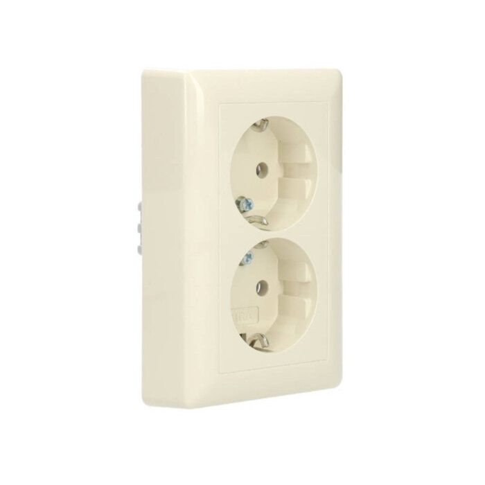 Gira Gira Wandcontactdoos met randaarde 2V Wit (creme) 078801