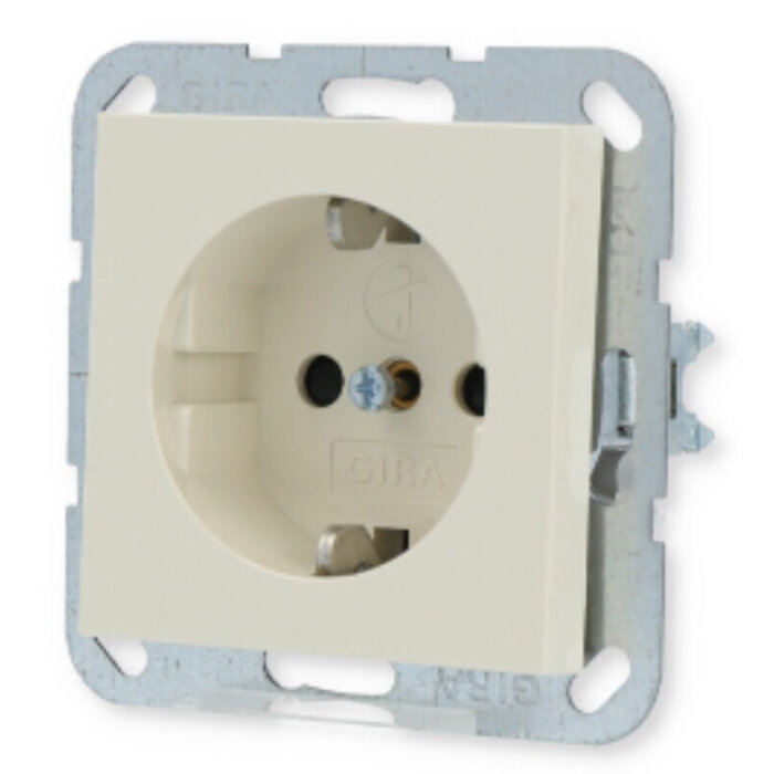 Gira Gira Wandcontactdoos met randaarde Kinderveilig 1V Wit (creme) 275501