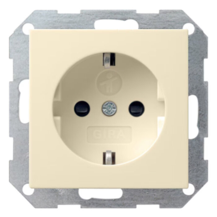 Gira Gira Wandcontactdoos met randaarde Kinderveilig 1V Wit (creme) 275501