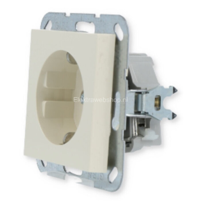 Gira Gira Wandcontactdoos met randaarde Kinderveilig 1V Wit (creme) 275501