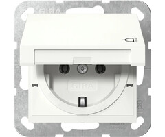 Gira Gira Wandcontactdoos met randaarde klapdeksel 1V Zuiver wit (hagelwit) MAT 045427