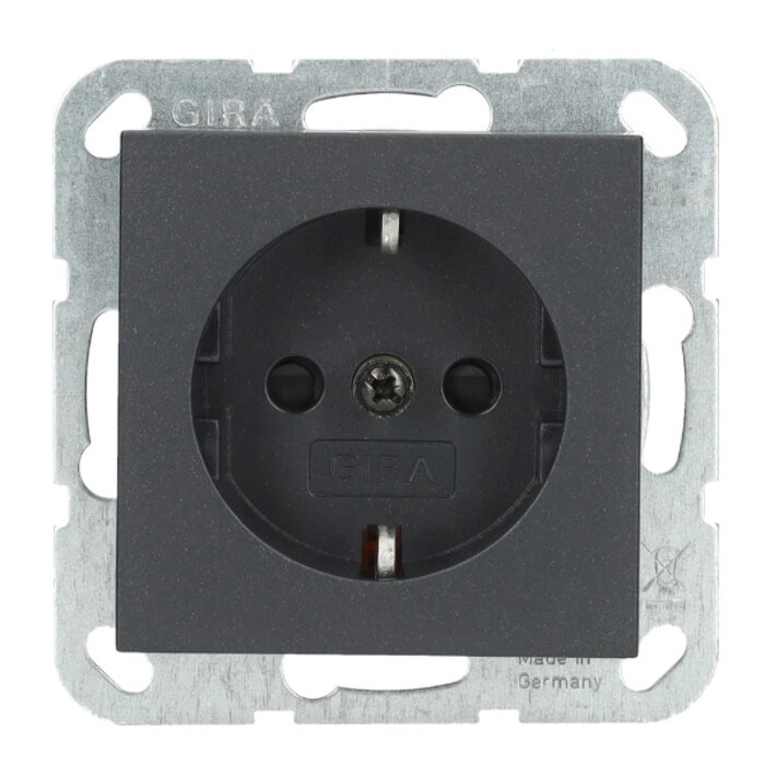 Gira Gira Wandcontactdoos met randaarde kinderveilig 1V antraciet 275528