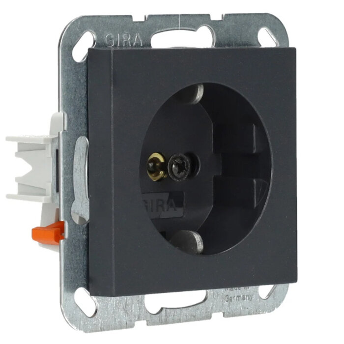 Gira Gira Wandcontactdoos met randaarde kinderveilig 1V antraciet 275528