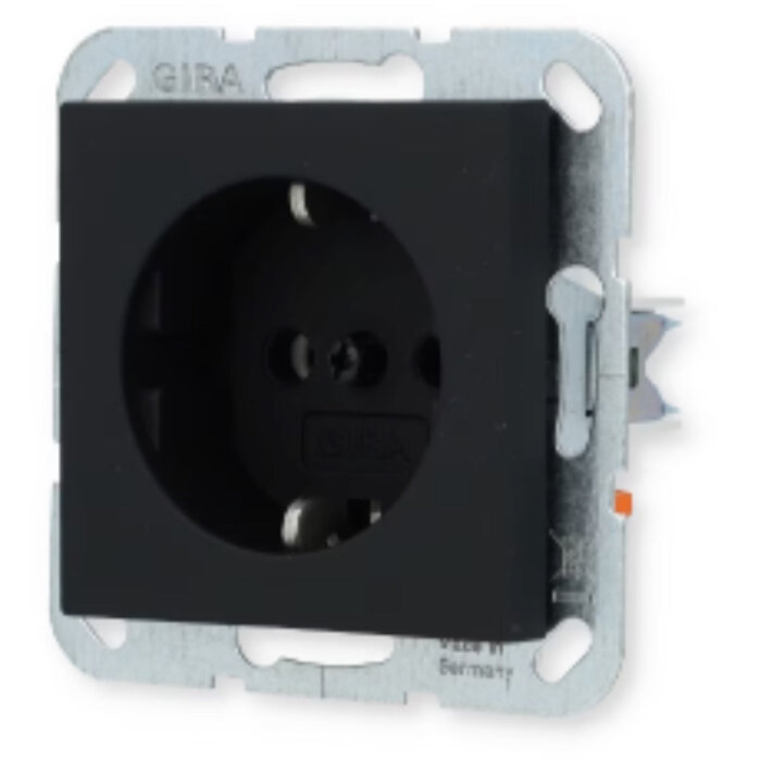 Gira Gira Wandcontactdoos met randaarde 1V Mat Zwart 0466005