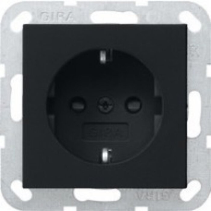Gira Gira Wandcontactdoos met randaarde kinderveilig 1V Mat Zwart 2755005