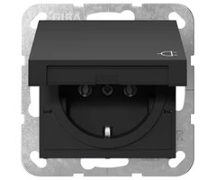 Gira Gira Wandcontactdoos met randaarde klapdeksel 1V Mat Zwart 0454005
