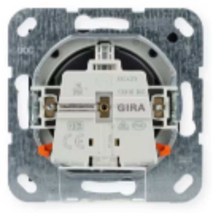 Gira Gira Wandcontactdoos met randaarde klapdeksel 1V Mat Zwart 0454005