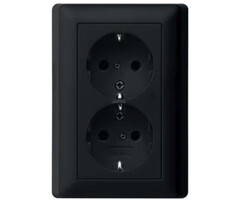 Gira Gira Wandcontactdoos met randaarde kinderveilig 2V Mat Zwart 0783005