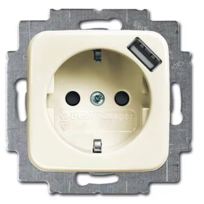 Busch-Jaeger Busch-Jaeger wandcontactdoos met USB-Lader wit (creme) 20 EUCBUSB-212