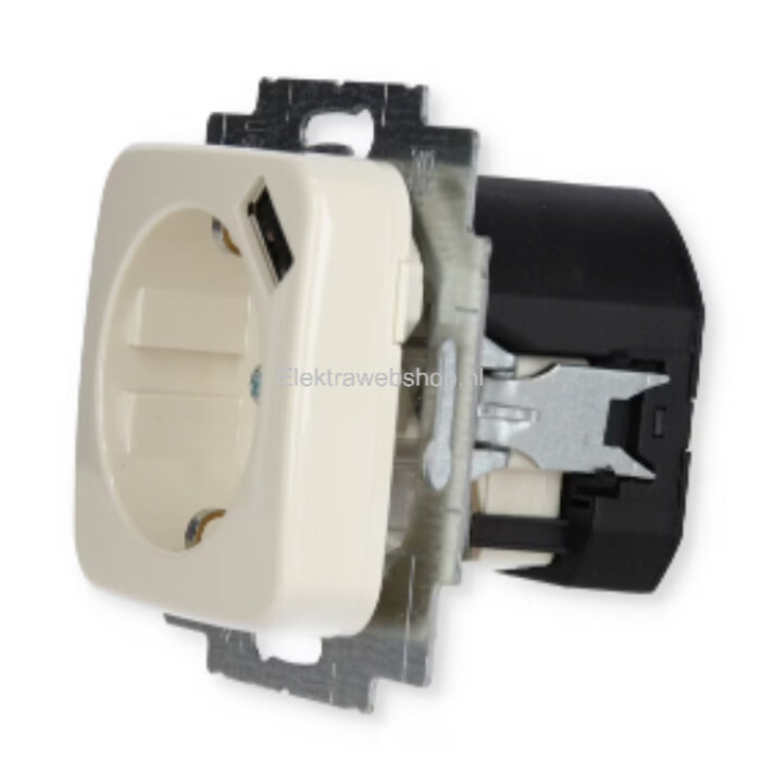Busch-Jaeger Busch-Jaeger wandcontactdoos met USB-Lader wit (creme) 20 EUCBUSB-212