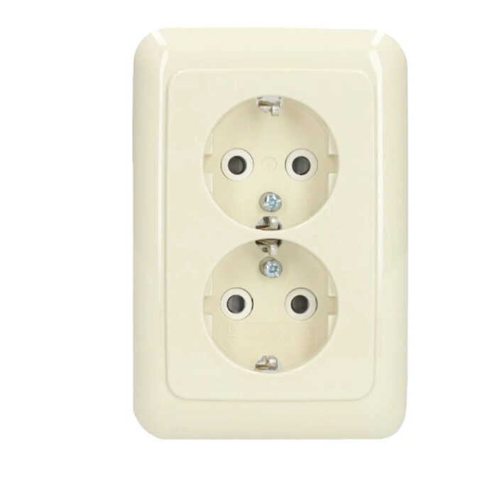 Busch-Jaeger Busch-Jaeger wandcontactdoos + RA 2V inbouw voor Y-Doos kinderveilig wit (creme) 302EUJT-212