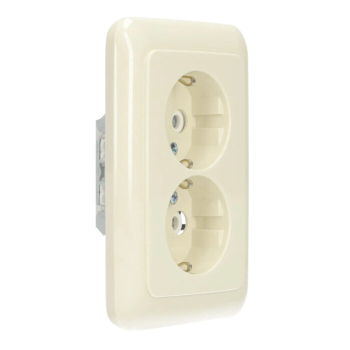 Busch-Jaeger Busch-Jaeger wandcontactdoos + RA 2V inbouw voor Y-Doos kinderveilig wit (creme) 302EUJT-212