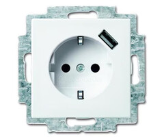 Busch-Jaeger Busch-Jaeger balance Wandcontactdoos kinderveilig + USB-Lader alpinwit (hagelwit) 20 EUCBUSB-914